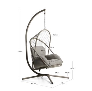 Sillón colgante Livadi de acero y cuerda topo.