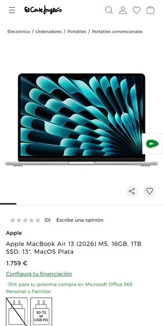 MacBook Air 13 Chip M5 16GB 1TB