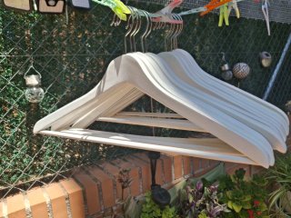 Lote 10 Perchas Madera Blancas