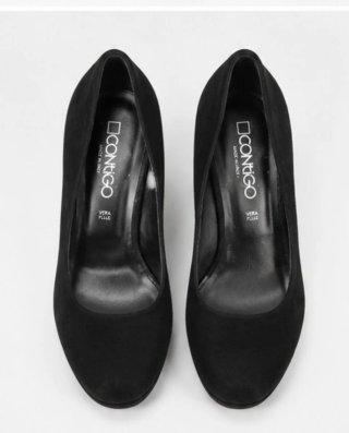 Zapatos de tacón negros de piel