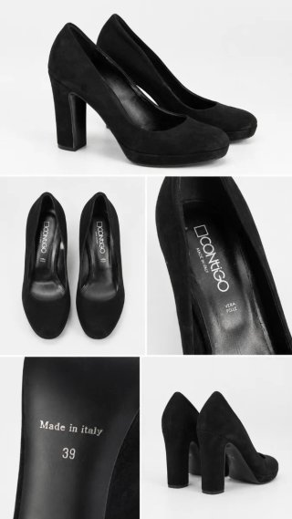 Zapatos de tacón negros de piel