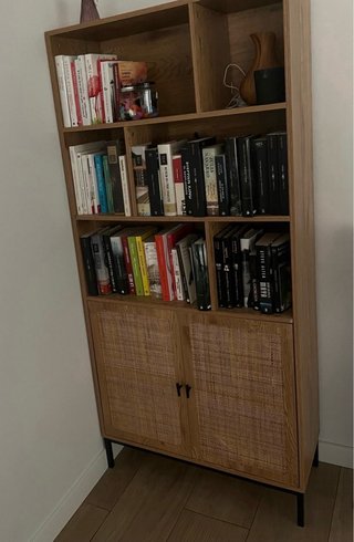 Mueble TV y librería madera y metal