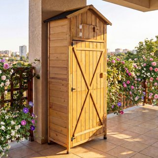 Cobertizo de jardín de madera con puerta de graner