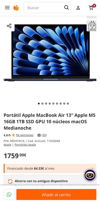 MacBook Air 13 Chip M5 16GB 1TB
