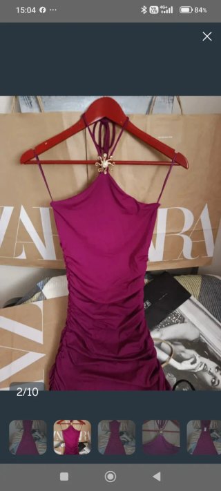 Vestido largo Zara rosa/morado