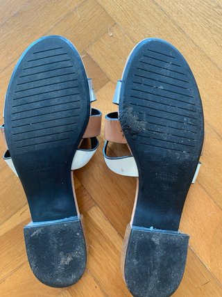 Sandalias Zara Tiras Marrón Plata Blanco