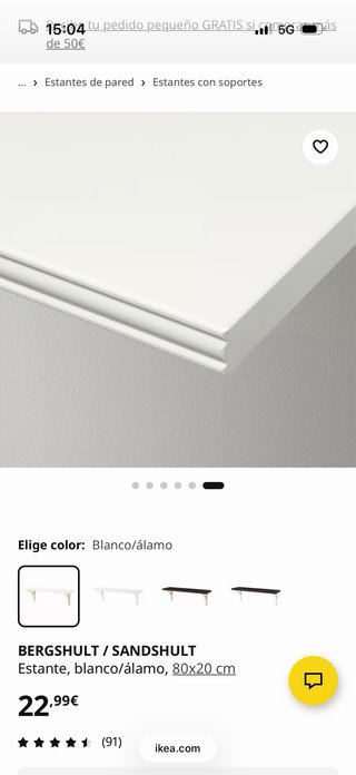 2 Estanterías BERGSHULT/SANDSHULT Ikea y escuadras