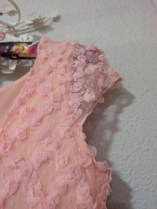 Vestido Poéte rosa y crema