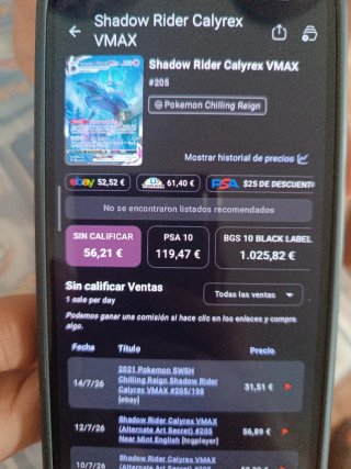 Carta Pokémon Calyrex Jinete Espectral VMAX