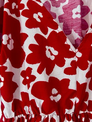 Vestido estampado flores rojo y blanco