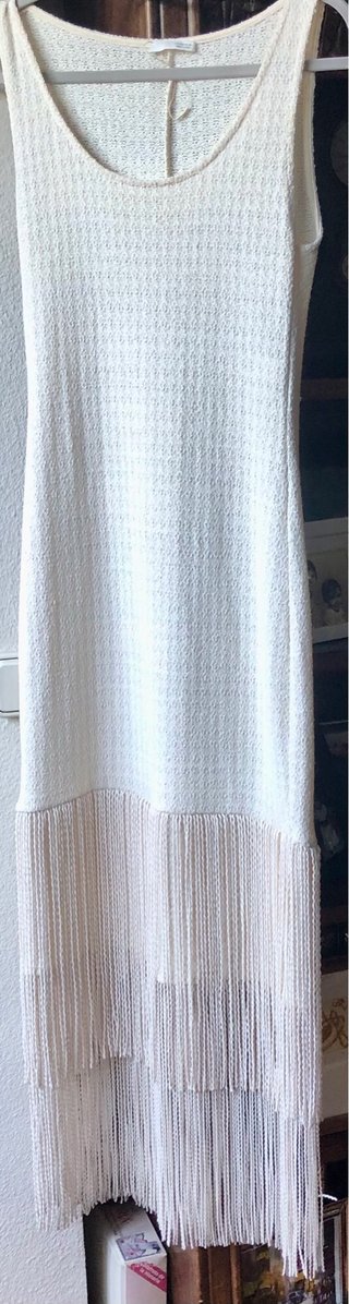 Rebajado Vestido largo beige con flecos