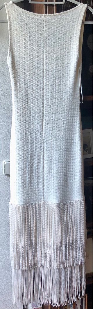 Rebajado Vestido largo beige con flecos