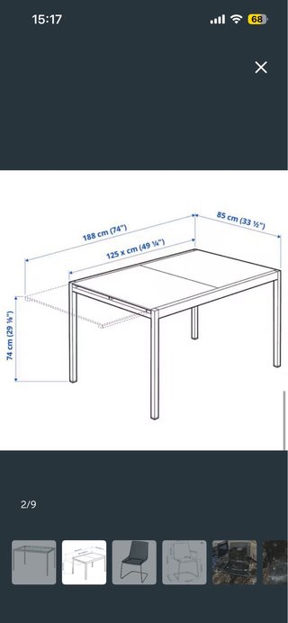 Mesa extensible cristal y metal