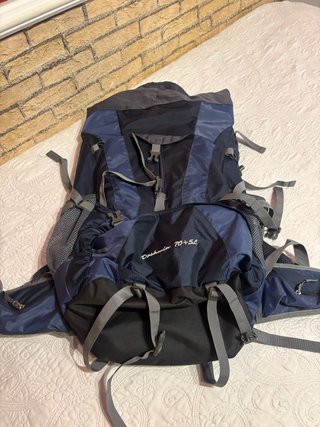 Mochila de viaje 70L azul y gris