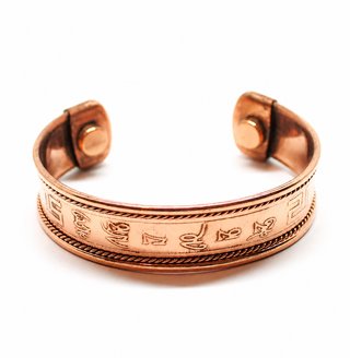 Pulsera cobre con símbolos budistas
