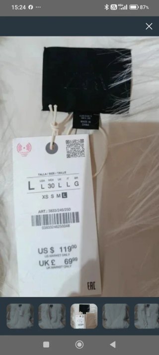 Chaleco Zara efecto pelo blanco talla L