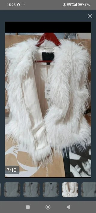 Chaleco Zara efecto pelo blanco talla L