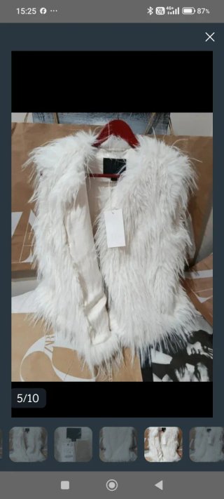 Chaleco Zara efecto pelo blanco talla L