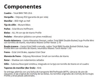 Bici BMX Park Custom - Profile - Total - Odyssey