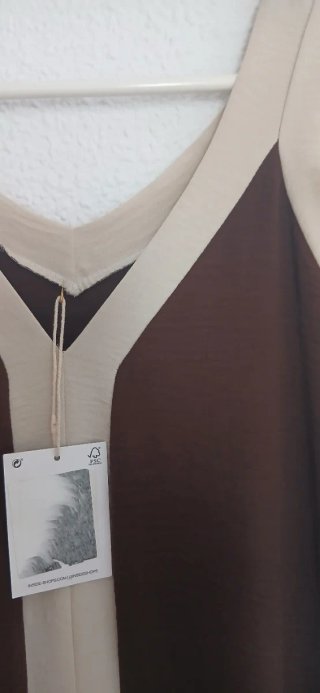 Vestido largo beige y marrón