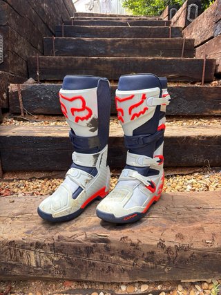 Botas Fox Comp OffRoad Blancas/Azul Marino
