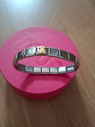 Pulsera Tous Oso Dorado y Eslabones Plateados