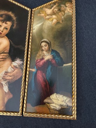 Tríptico religioso estilo Murillo