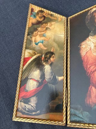 Tríptico religioso estilo Murillo