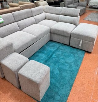 Sofá modular seccional beige y gris
