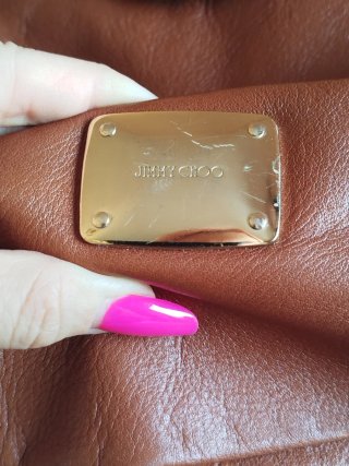 Borsa Jimmy Choo Pelle Marrone Dettagli Animalier