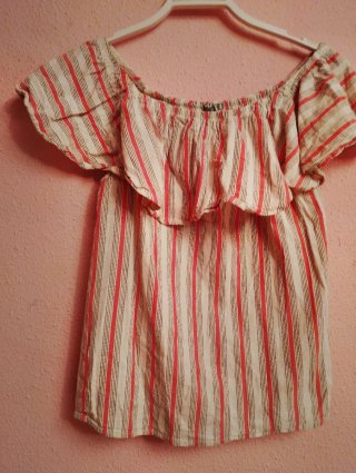 Blusa Verano Hombros Descubiertos Rayas