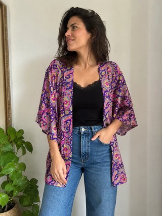 Kimono estampado morado talla única