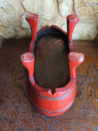 Antigua Palangana / Bañera China de Madera Lacada