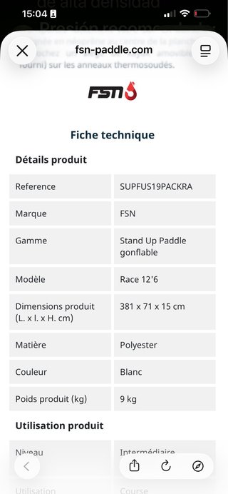 Tabla Paddle Surf FSN 12,6 Sin Uso