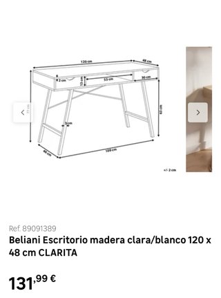 Escritorio Beliani Madera Clara/Blanco 120x48cm