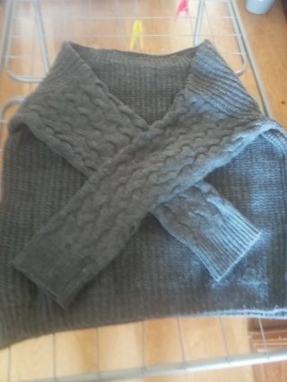Jersey de lana gris trenzado T.36