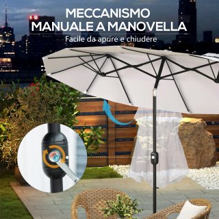 Ombrellone da Giardino Doppio Inclinabile 295x152