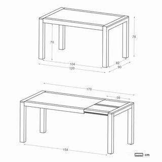 Mesa comedor extensible 120/170x90