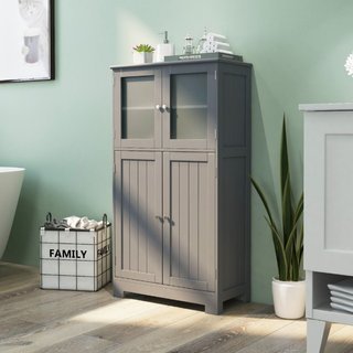 Armario de baño con puertas de vidrio y estantes