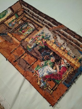 Tapiz antiguo hecho a mano a medio punto
