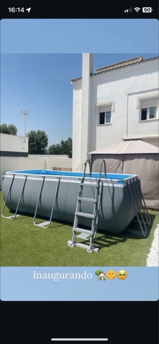 Piscina Bestway Tubular Rectangular Gris