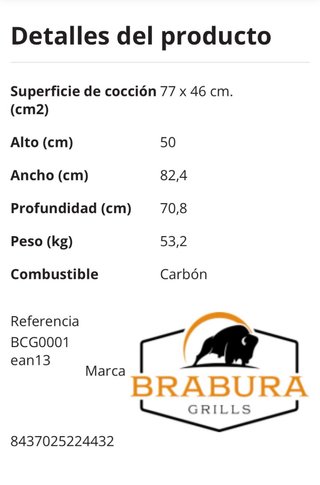 Barbacoa Brabura Ember 800 Carbón Encastrable