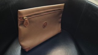 Trussardi borsa clutch pochette pelle beige