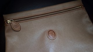 Trussardi borsa clutch pochette pelle beige