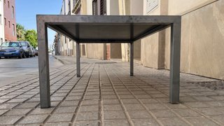 Mesa de centro cristal negro y metal