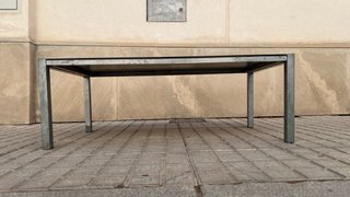 Mesa de centro cristal negro y metal