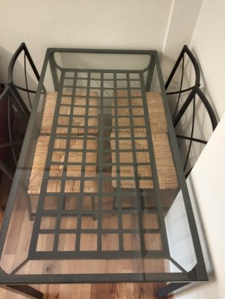 Mesa de centro cristal y metal