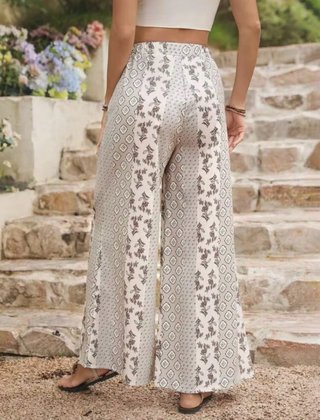 Pantalón ancho estampado mujer