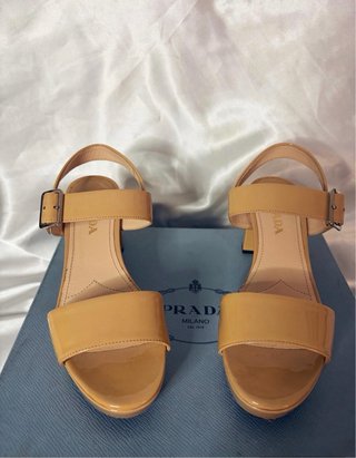 Sandalias Prada Beige Tacón Plataforma