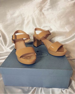 Sandalias Prada Beige Tacón Plataforma